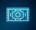 Glowing neon line Classic carpet icon isolated on blue background. Vector