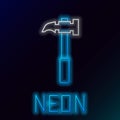 Glowing neon line Claw hammer icon isolated on black background. Carpenter hammer. Tool for repair. Colorful outline