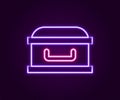 Glowing neon line Coffin with christian cross icon isolated on black background. Happy Halloween party. Colorful outline Royalty Free Stock Photo