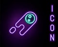 Glowing neon line Comet falling down fast icon isolated on black background. Colorful outline concept. Vector