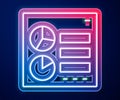 Glowing neon line Computer api interface icon isolated on blue background. Application programming interface API Royalty Free Stock Photo