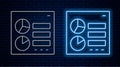 Glowing neon line Computer api interface icon isolated on brick wall background. Application programming interface API Royalty Free Stock Photo