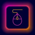 Glowing neon line Computer mouse gaming icon isolated on black background. Optical with wheel symbol. Colorful outline Royalty Free Stock Photo