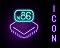 Glowing neon line Computer processor with microcircuits CPU icon isolated on black background. Chip or cpu with circuit Royalty Free Stock Photo