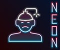 Glowing neon line Concussion, headache, dizziness, migraine icon isolated on black background. Colorful outline concept