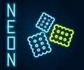 Glowing neon line Cracker biscuit icon isolated on black background. Sweet cookie. Colorful outline concept. Vector