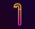 Glowing neon line Crowbar icon isolated on black background. Vector