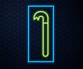 Glowing neon line Crowbar icon isolated on brick wall background. Vector Illustration