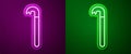 Glowing neon line Crowbar icon isolated on purple and green background. Vector Illustration