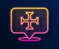 Glowing neon line Crusade icon isolated on black background. Vector