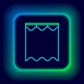 Glowing neon line Curtains icon isolated on black background. Colorful outline concept. Vector