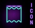 Glowing neon line Curtains icon isolated on black background. Colorful outline concept. Vector