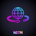 Glowing neon line 3d modeling icon isolated on black background. Augmented reality or virtual reality. Vector