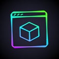 Glowing neon line 3D printer icon isolated on black background. 3d printing. Vector Royalty Free Stock Photo