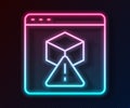 Glowing neon line 3D printer icon isolated on black background. 3d printing. Vector Royalty Free Stock Photo