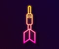 Glowing neon line Dart arrow icon isolated on black background. Vector Illustration