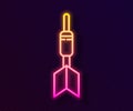Glowing neon line Dart arrow icon isolated on black background. Vector Illustration