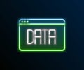 Glowing neon line Data analysis icon isolated on black background. Business data analysis process, statistics. Charts Royalty Free Stock Photo