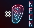 Glowing neon line Deafness icon isolated on black background. Deaf symbol. Hearing impairment. Colorful outline concept Royalty Free Stock Photo