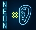 Glowing neon line Deafness icon isolated on black background. Deaf symbol. Hearing impairment. Colorful outline concept Royalty Free Stock Photo