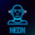 Glowing neon line Deafness icon isolated on black background. Deaf symbol. Hearing impairment. Colorful outline concept