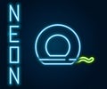 Glowing neon line Dental floss icon isolated on black background. Colorful outline concept. Vector Royalty Free Stock Photo