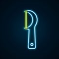 Glowing neon line Dental floss icon isolated on black background. Colorful outline concept. Vector Royalty Free Stock Photo