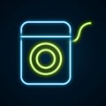 Glowing neon line Dental floss icon isolated on black background. Colorful outline concept. Vector Royalty Free Stock Photo