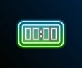 Glowing neon line Digital alarm clock icon isolated on black background. Electronic watch alarm clock. Time icon Royalty Free Stock Photo