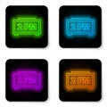 Glowing neon line Digital alarm clock icon isolated on white background. Electronic watch alarm clock. Time icon. Black Royalty Free Stock Photo