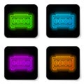 Glowing neon line Digital alarm clock icon isolated on white background. Electronic watch alarm clock. Time icon. Black Royalty Free Stock Photo