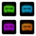 Glowing neon line Digital alarm clock icon isolated on white background. Electronic watch alarm clock. Time icon. Black Royalty Free Stock Photo