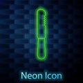 Glowing neon line Disposable plastic knife icon isolated on brick wall background. Vector Illustration