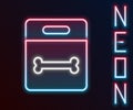 Glowing neon line Dog bone icon isolated on black background. Pets food symbol. Colorful outline concept. Vector Royalty Free Stock Photo