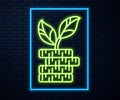 Glowing neon line Dollar plant icon isolated on brick wall background. Business investment growth concept. Money savings Royalty Free Stock Photo