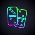 Glowing neon line Domino icon isolated on black background. Vector