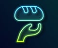 Glowing neon line Donation food icon isolated on black background. Vector