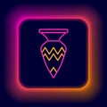 Glowing neon line Egyptian vase icon isolated on black background. Symbol of ancient Egypt. Colorful outline concept