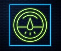 Glowing neon line Electric meter icon isolated on brick wall background. Vector Royalty Free Stock Photo