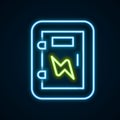 Glowing neon line Electrical panel icon isolated on black background. Colorful outline concept. Vector