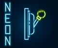 Glowing neon line Electrical panel icon isolated on black background. Switch lever. Colorful outline concept. Vector