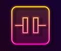 Glowing neon line Electrolytic capacitor icon isolated on black background. Vector