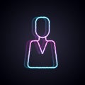 Glowing neon line Employee icon isolated on black background. Head hunting. Business target or Employment. Human