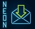 Glowing neon line Envelope icon isolated on black background. Received message concept. New, email incoming message, sms