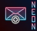 Glowing neon line Envelope icon isolated on black background. Received message concept. New, email incoming message, sms