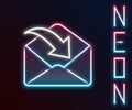 Glowing neon line Envelope icon isolated on black background. Received message concept. New, email incoming message, sms