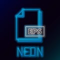 Glowing neon line EPS file document. Download eps button icon isolated on black background. EPS file symbol. Colorful Royalty Free Stock Photo