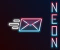 Glowing neon line Express envelope icon isolated on black background. Email message letter symbol. Colorful outline Royalty Free Stock Photo