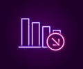 Glowing neon line Financial growth decrease icon isolated on black background. Increasing revenue. Colorful outline