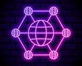 Glowing neon line Firewall, security wall icon isolated on brick wall background. Vector Illustration Royalty Free Stock Photo